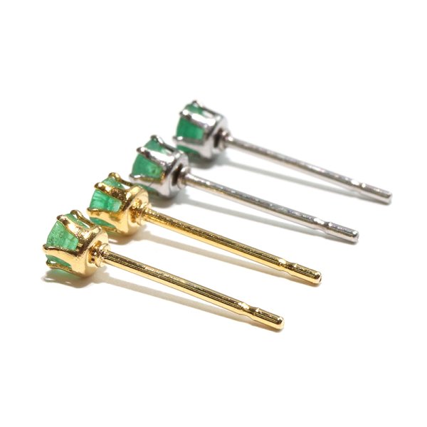 画像3: 誕生石ピアス エメラルド 約3mm 突き刺し型 ステンレス シルバー 日本製 5月誕生石 幸運 愛 希望 パワーストーン 天然石 品番:17634 (3)