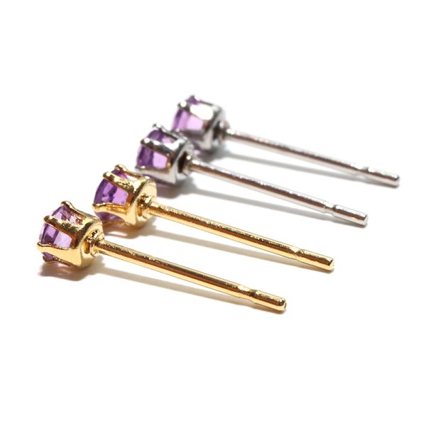 画像3: 誕生石ピアス アメジスト 約3mm 突き刺し型 ステンレス ゴールド 日本製 2月誕生石 愛 守護石 癒し 浄化 パワーストーン 天然石 品番:17627 (3)