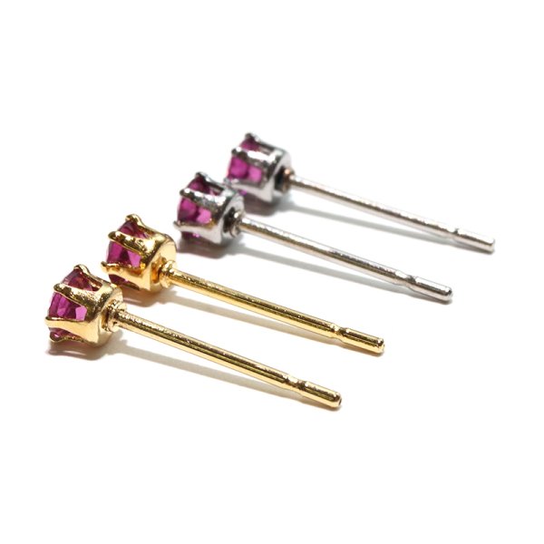 画像3: 誕生石ピアス ロードライトガーネット 約3mm 突き刺し型 ステンレス ゴールド 日本製 1月誕生石 生命力 活性化 回復をサポート パワーストーン 天然石 品番:17625 (3)
