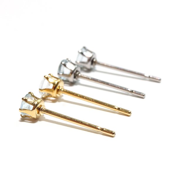 画像3: 誕生石ピアス アクアマリン 約3mm 突き刺し型 ステンレス ゴールド 日本製 3月誕生石 生命 幸福 富 パワーストーン 天然石 品番:17629 (3)