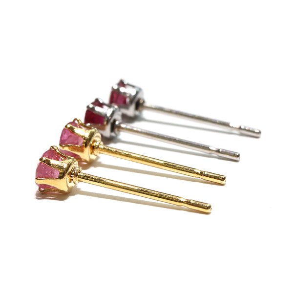 画像3: 誕生石ピアス ルビー 約3mm 突き刺し型 ステンレス ゴールド 日本製 7月誕生石 宝石の女王 情熱的 金運 パワーストーン 天然石 品番:17665 (3)