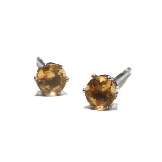 p379b【天然石✧】シトリン 華ピアス 黄 金運 パワーストーン