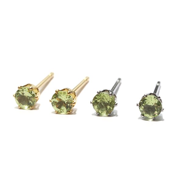 画像2: 誕生石ピアス ペリドット 約3mm 突き刺し型 ステンレス ゴールド 日本製 8月誕生石 夫婦愛 癒し 希望 パワーストーン 天然石 品番:17667 (2)