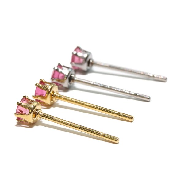 画像3: 誕生石ピアス　ピンクトルマリン　約3mm　突き刺し型　ステンレス　ゴールド　日本製　10月誕生石　調和　安定　浄化　パワーストーン　天然石　品番：17671 (3)