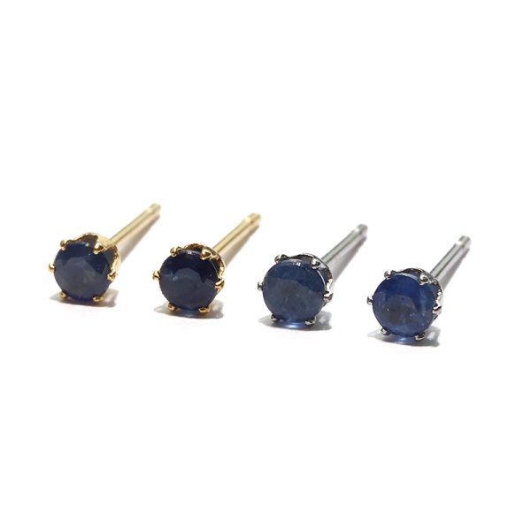 画像2: 誕生石ピアス サファイア 約3mm 突き刺し型 ステンレス ゴールド 日本製 9月誕生石 蒼玉 勝利 希少性 パワーストーン 天然石 品番:17669 (2)
