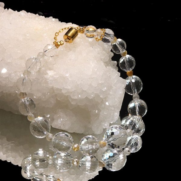 画像4: 【現品限り】ブレス ハンドカット 水晶×ルチル 日本製 浄化 クォーツ 金運 財運 ギャンブル運 パワーストーン 天然石 品番:17678 (4)