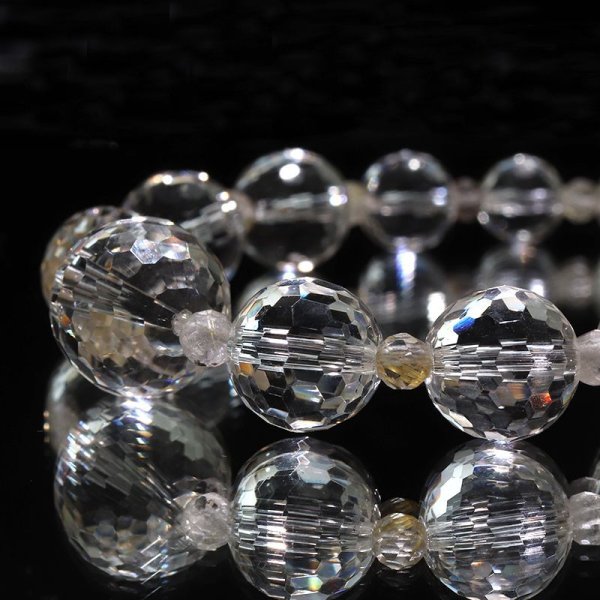 画像2: 【現品限り】ブレス ハンドカット 水晶×ルチル 日本製 浄化 クォーツ 金運 財運 ギャンブル運 パワーストーン 天然石 品番:17678 (2)