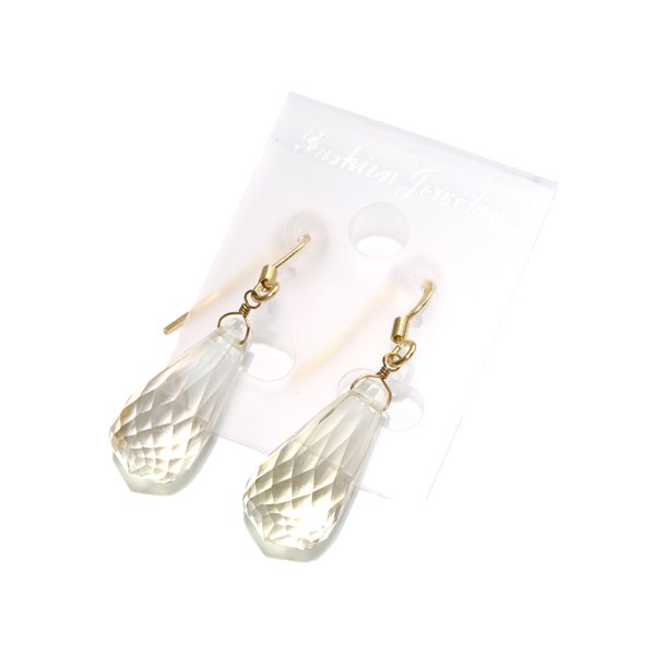 画像2: ピアス　シトリン　ドロップカット　フック型　ステンレス　ゴールド　日本製　11月誕生石　幸運　金運　仕事運　パワーストーン　天然石　品番：17692 (2)