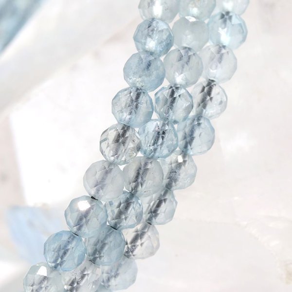 画像2: 誕生石形状記憶ブレス アクアマリン カット 約3mm 日本製 3月誕生石 生命 幸福 富 パワーストーン 天然石 品番:17682 (2)