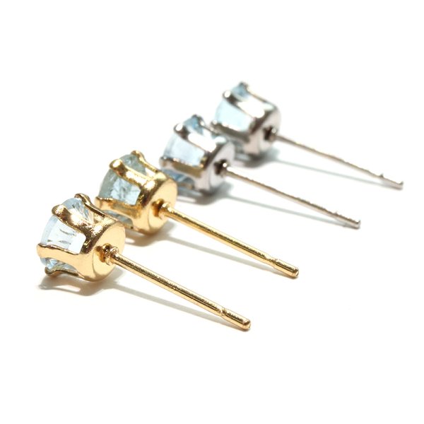 画像3: ピアス　アクアマリン　約5mm　突き刺し型　ステンレス　ゴールド　日本製　3月誕生石　生命　幸福　富　パワーストーン　天然石　品番：17718 (3)