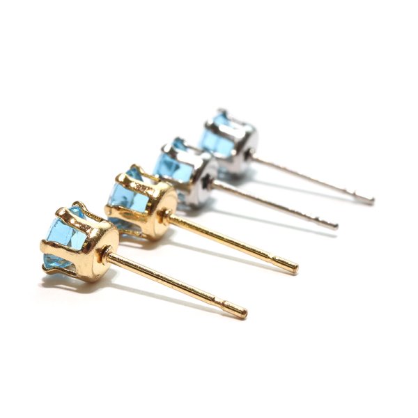 画像3: ピアス スイスブルートパーズ 約5mm 突き刺し型 ステンレス ゴールド 日本製 仕事運 成長 ヒーリング パワーストーン 天然石 品番:17720 (3)