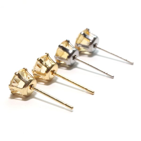 画像3: ピアス シトリン 約6mm 突き刺し型 ステンレス シルバー 日本製 幸運 金運 仕事運 パワーストーン 天然石 品番:17725 (3)
