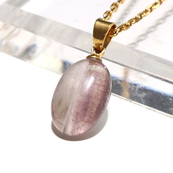 画像1: 【自社製アクセサリー10点以上でクーポン使用後30％OFF対象商品（クーポン番号：AC30）】ペンダントトップ　スーパーセブン　タンブル　ブラジル産　ケース付き　ステンレス　ゴールド　日本製　能力開花　総合運　愛　調和　開運　浄化　パワーストーン　天然石　品番：17783 (1)