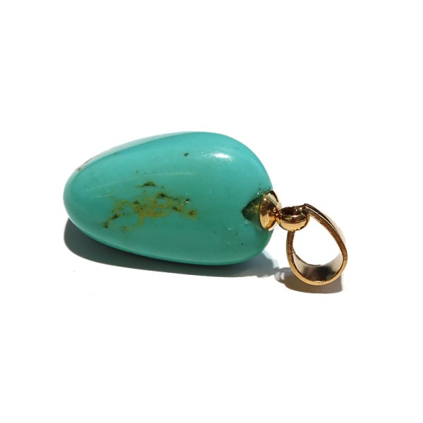 画像2: 【自社製アクセサリー10点以上でクーポン使用後30％OFF対象商品（クーポン番号：AC30）】ペンダントトップ　天然アリゾナターコイズ　タンブル　アメリカ産　ケース付き　ステンレス　ゴールド　日本製　行動力　勇気　友情　お守り　パワーストーン　天然石　※ポイント対象外　品番：17791 (2)