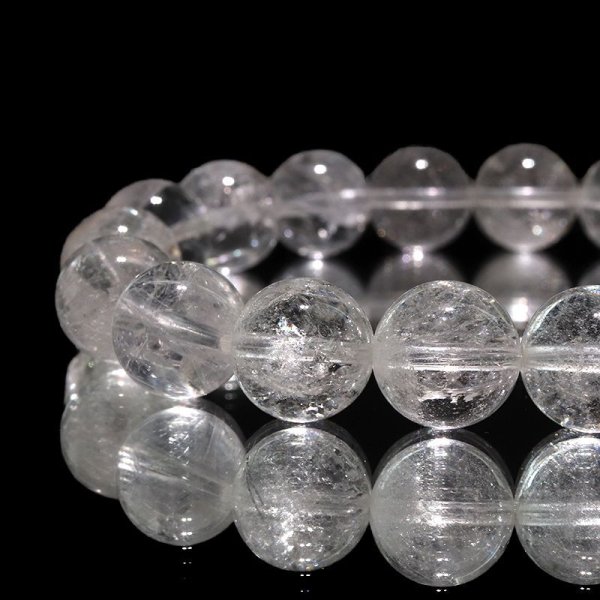 画像2: ブレス ガネーシュヒマール水晶<ヒマラヤ産> Aランク 丸 約10mm ヒーリング 浄化 パワーストーン 天然石 品番:17801 (2)