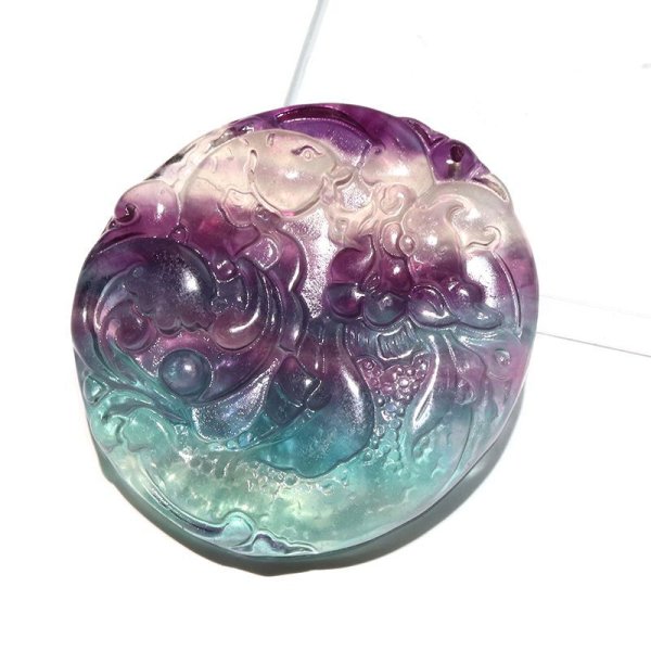 画像1: ペンダントトップ　フローライト　登竜門　中国産　穴あり　ケース付き　癒し　浄化　パワーストーン　天然石　品番：17815 (1)