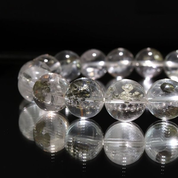 画像3: ブレス マーカサイトインクォーツ<ブラジル産> 丸 約12.5mm マルカジット 強い意志 夢 願い 憧れ パワーストーン 天然石 品番:17825 (3)