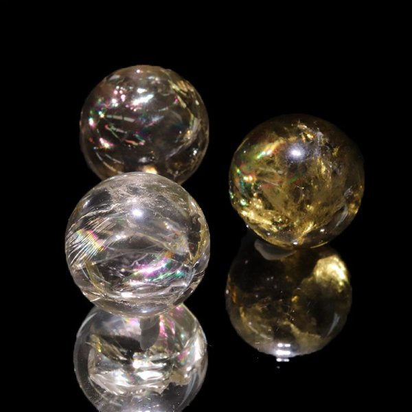 画像5: 丸玉 シトリンアイリスクォーツ 丸 約20mm ブラジル産 虹入り水晶 幸福に導く 浄化 エネルギー レインボー パワーストーン 天然石 品番:17872 (5)
