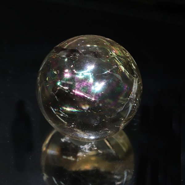 画像2: 丸玉 シトリンアイリスクォーツ 丸 約20mm ブラジル産 虹入り水晶 幸福に導く 浄化 エネルギー レインボー パワーストーン 天然石 品番:17872 (2)