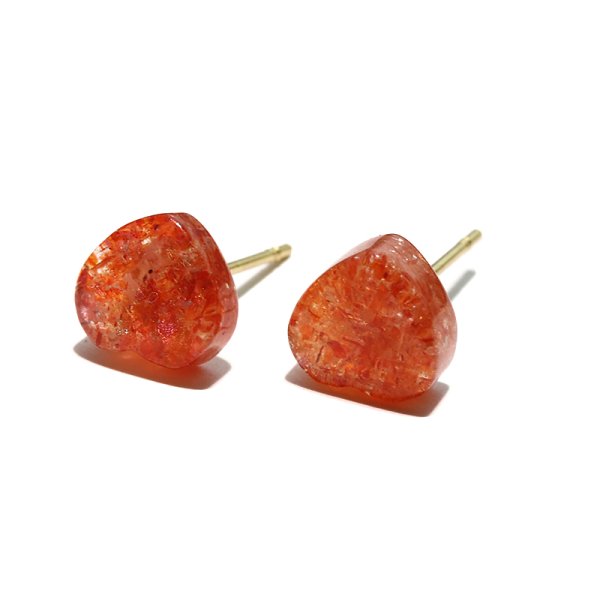 画像2: ピアス　サンストーン　ハート型　突き刺し　タンザニア産　ステンレス　ゴールド　ケース付き　癒し　浄化　サポート　パワーストーン　天然石　品番：17936 (2)