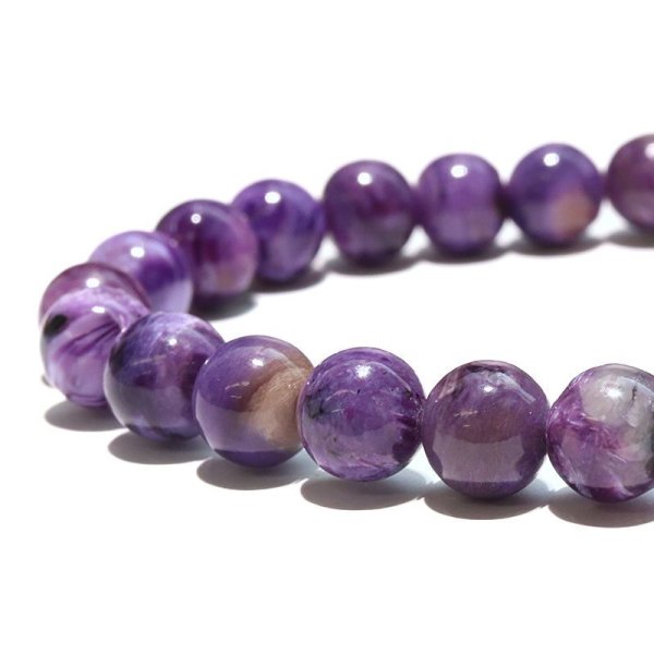 画像2: ブレス　チャロアイト＜ロシア産＞　丸　約7mm　邪気を払う　判断力　直感力を高める　パワーストーン　天然石　品番：17979 (2)