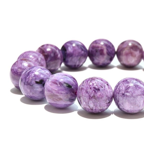 画像2: ブレス　チャロアイト＜ロシア産＞　丸　約13mm　邪気を払う　判断力　直感力を高める　パワーストーン　天然石　品番：17983 (2)