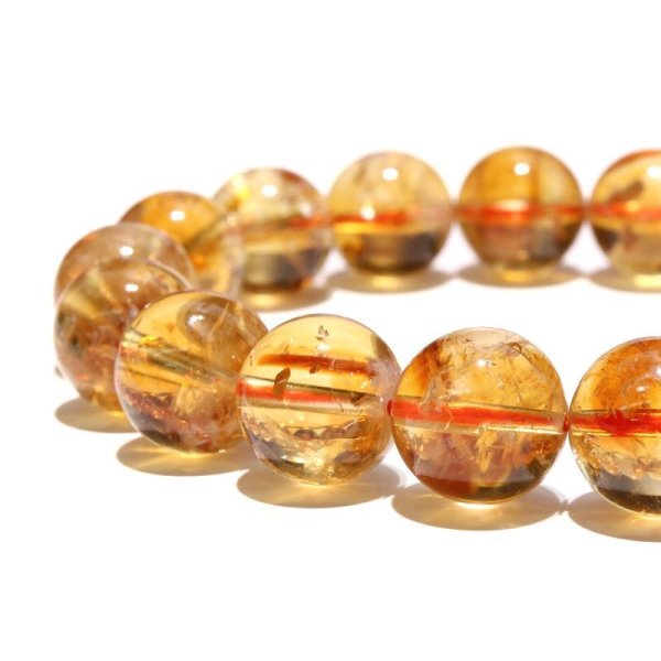 画像2: ブレス　シトリンファントム＜ブラジル産＞　丸　約11.5mm　幸運　金運　仕事運　11月の誕生石　パワーストーン　天然石　品番：18013 (2)