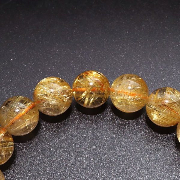 画像4: ブレス タイチンルチルクォーツ<ブラジル産> 丸 約12mm 金運 財運 ギャンブル運 パワーストーン 天然石 品番:18030 (4)