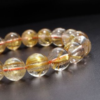 ブレス タイチンルチルクォーツ＜ブラジル産＞ 丸 約10mm 金運 財運