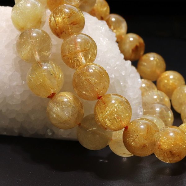 画像5: ブレス　ルチルクォーツ＜ブラジル産＞　丸　約11.5mm　金運　財運　ギャンブル運　パワーストーン　天然石　品番：18031 (5)
