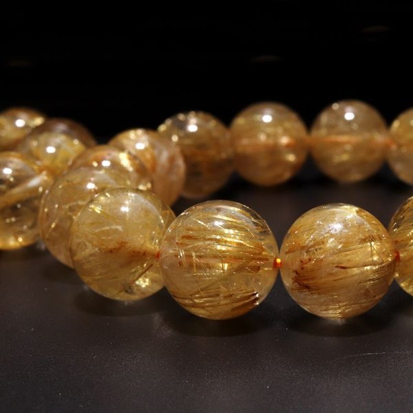 画像6: ブレス ルチルクォーツ<ブラジル産> 丸 約14.5mm 金運 財運 ギャンブル運 パワーストーン 天然石 品番:18033 (6)