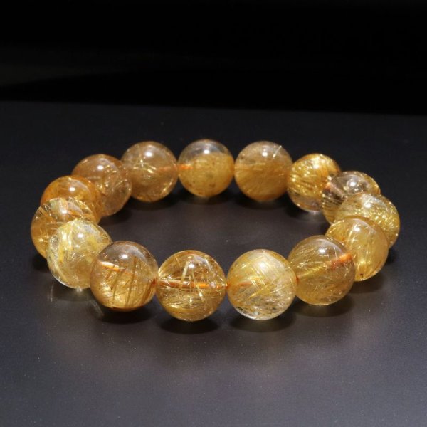 画像4: ブレス ルチルクォーツ<ブラジル産> 丸 約14.5mm 金運 財運 ギャンブル運 パワーストーン 天然石 品番:18033 (4)