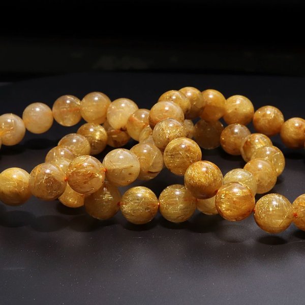 画像4: ブレス　ルチルクォーツ＜ブラジル産＞　丸　約11.5mm　金運　財運　ギャンブル運　パワーストーン　天然石　品番：18031 (4)