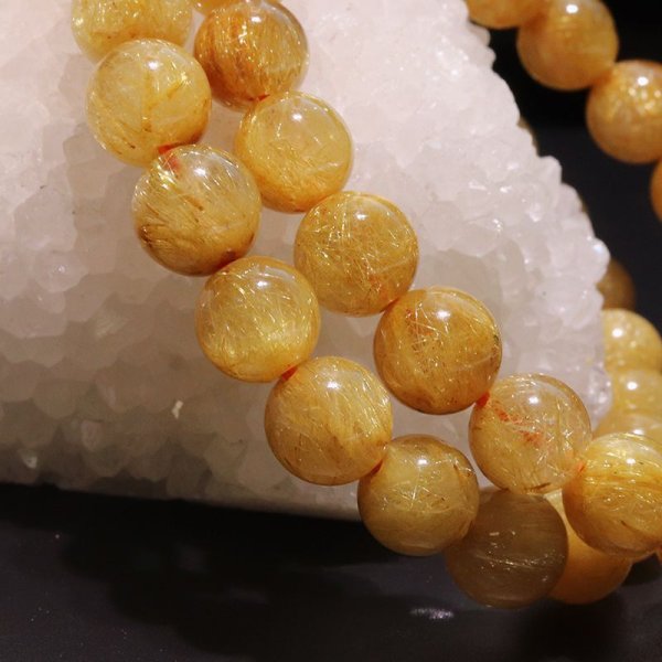 画像4: ブレス　ルチルクォーツ＜ブラジル産＞　丸　約8mm　金運　財運　ギャンブル運　パワーストーン　天然石　品番：18041 (4)