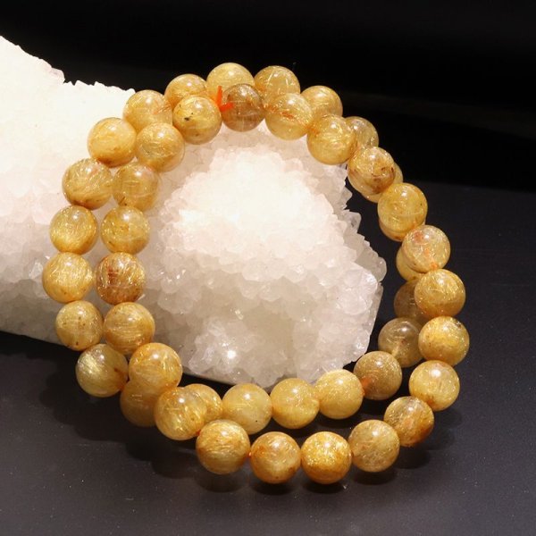 画像5: ブレス　ルチルクォーツ＜ブラジル産＞　丸　約8mm　金運　財運　ギャンブル運　パワーストーン　天然石　品番：18041 (5)