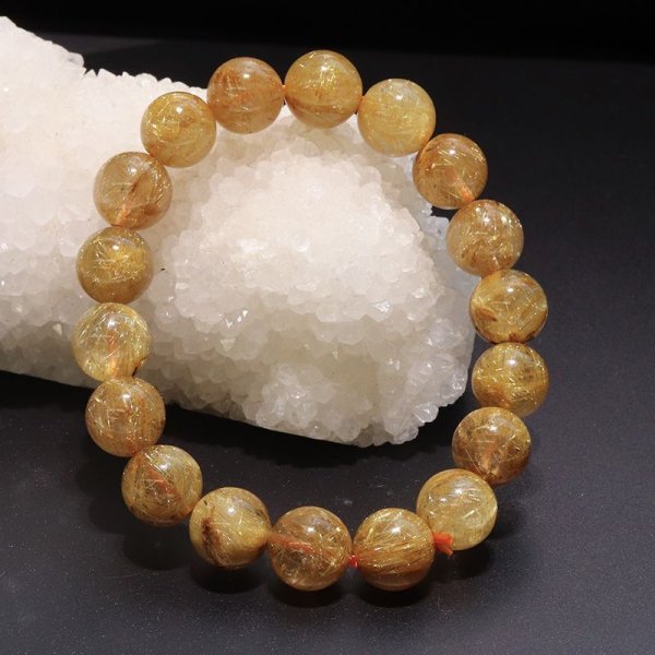 画像6: ブレス ルチルクォーツ<ブラジル産> 丸 約11mm 金運 財運 ギャンブル運 パワーストーン 天然石 品番:18047 (6)