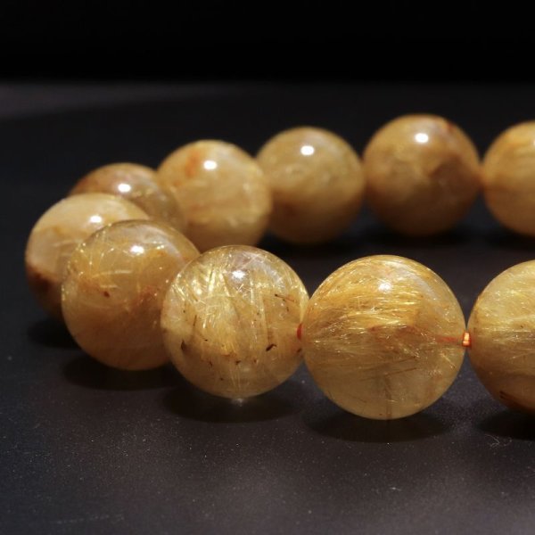 画像3: ブレス ルチルクォーツ<ブラジル産> 丸 約14.5mm 金運 財運 ギャンブル運 パワーストーン 天然石 品番:18046 (3)