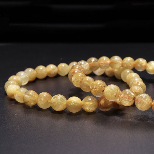 画像3: ブレス　ルチルクォーツ＜ブラジル産＞　丸　約7mm　金運　財運　ギャンブル運　パワーストーン　天然石　品番：18050 (3)