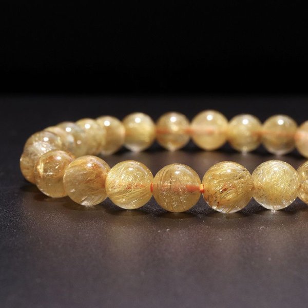 画像2: ブレス　ルチルクォーツ＜ブラジル産＞　丸　約7mm　金運　財運　ギャンブル運　パワーストーン　天然石　品番：18050 (2)