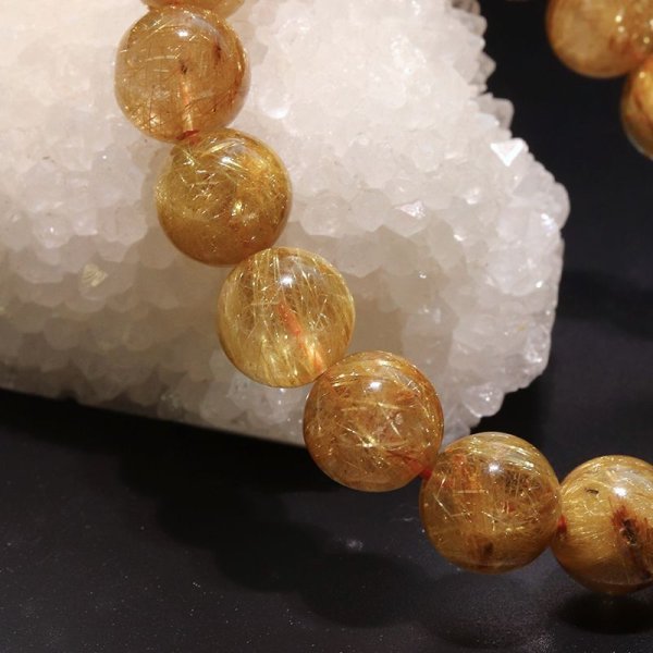 画像5: ブレス ルチルクォーツ<ブラジル産> 丸 約11mm 金運 財運 ギャンブル運 パワーストーン 天然石 品番:18047 (5)