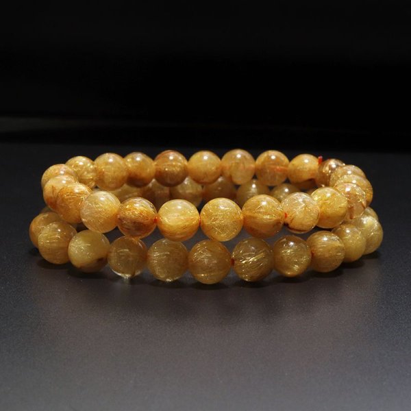 画像3: ブレス　ルチルクォーツ＜ブラジル産＞　丸　約8mm　金運　財運　ギャンブル運　パワーストーン　天然石　品番：18041 (3)