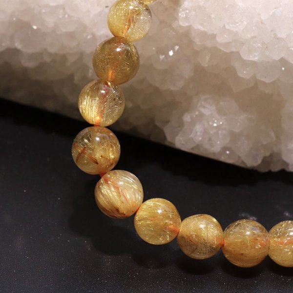画像4: ブレス　ルチルクォーツ＜ブラジル産＞　丸　約7mm　金運　財運　ギャンブル運　パワーストーン　天然石　品番：18050 (4)