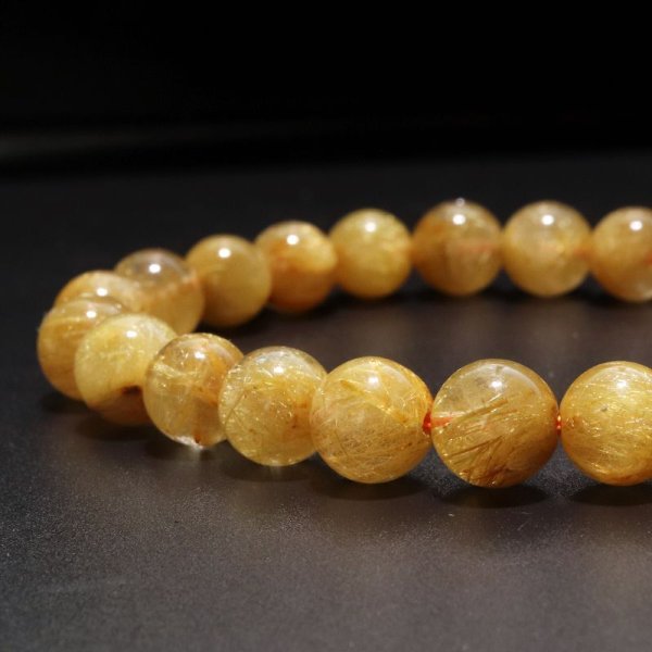 画像2: ブレス　ルチルクォーツ＜ブラジル産＞　丸　約8mm　金運　財運　ギャンブル運　パワーストーン　天然石　品番：18041 (2)