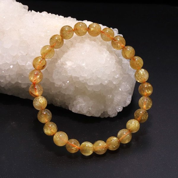 画像5: ブレス　ルチルクォーツ＜ブラジル産＞　丸　約7mm　金運　財運　ギャンブル運　パワーストーン　天然石　品番：18050 (5)