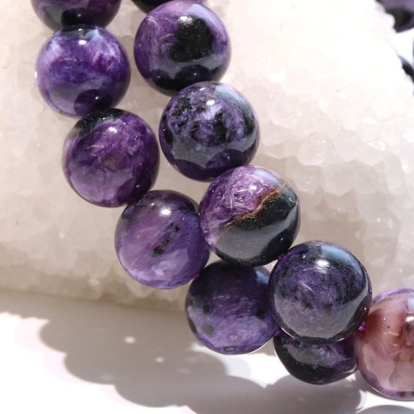 画像4: ブレス　ブラックチャロアイト＜ロシア産＞　丸　約11mm　邪気を払う　判断力　直感力を高める　パワーストーン　天然石　品番：18092 (4)