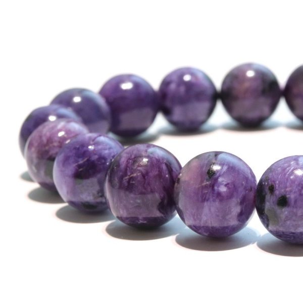 画像2: ブレス　ブラックチャロアイト＜ロシア産＞　丸　約11mm　邪気を払う　判断力　直感力を高める　パワーストーン　天然石　品番：18092 (2)