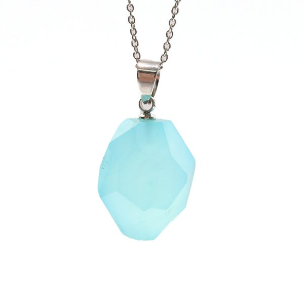 画像4: ペンダントトップ　シーブルーカルセドニー　ブラジル産　ステンレス　シルバー　日本製　浄化　リラックス　やさしさ　充足感　危険の回避　パワーストーン　天然石　品番：18098 (4)