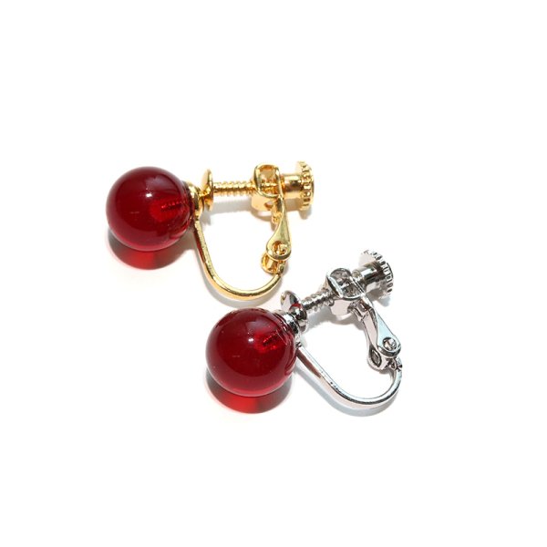 画像5: イヤリング　ルビーアンバー　約8mm　ネジバネ式　パルト海産　ステンレス　シルバー　日本製　エネルギーの活性化　金運　勝負運　お守り　パワーストーン　天然石　品番：18102 (5)