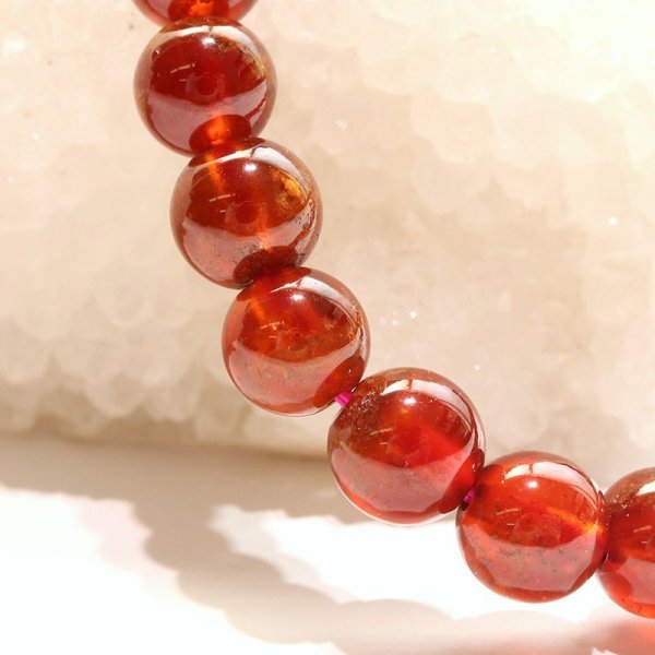 画像4: ブレス　ヘソナイト（オレンジガーネット）＜ブラジル産＞　丸　約7.5mm　ヘッソナイト　精神力　生命力　パワーストーン　天然石　品番：18133 (4)