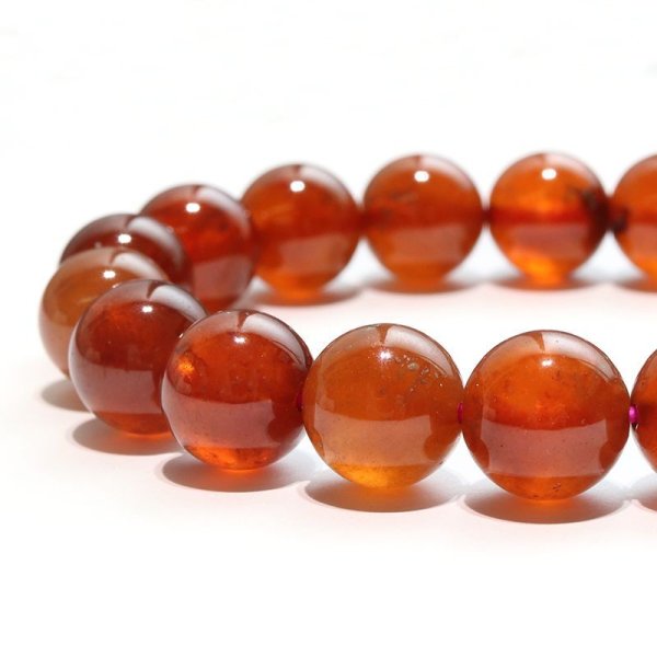 画像2: ブレス　ヘソナイト（オレンジガーネット）＜ブラジル産＞　丸　約10mm　ヘッソナイト　精神力　生命力　パワーストーン　天然石　品番：18129 (2)